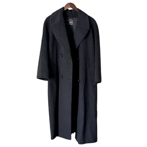 CINZIA ROCCA Italian Double Breasted Pure Cashmere Charcoal Grey Peacoat Size 12 - Picture 2 of 10